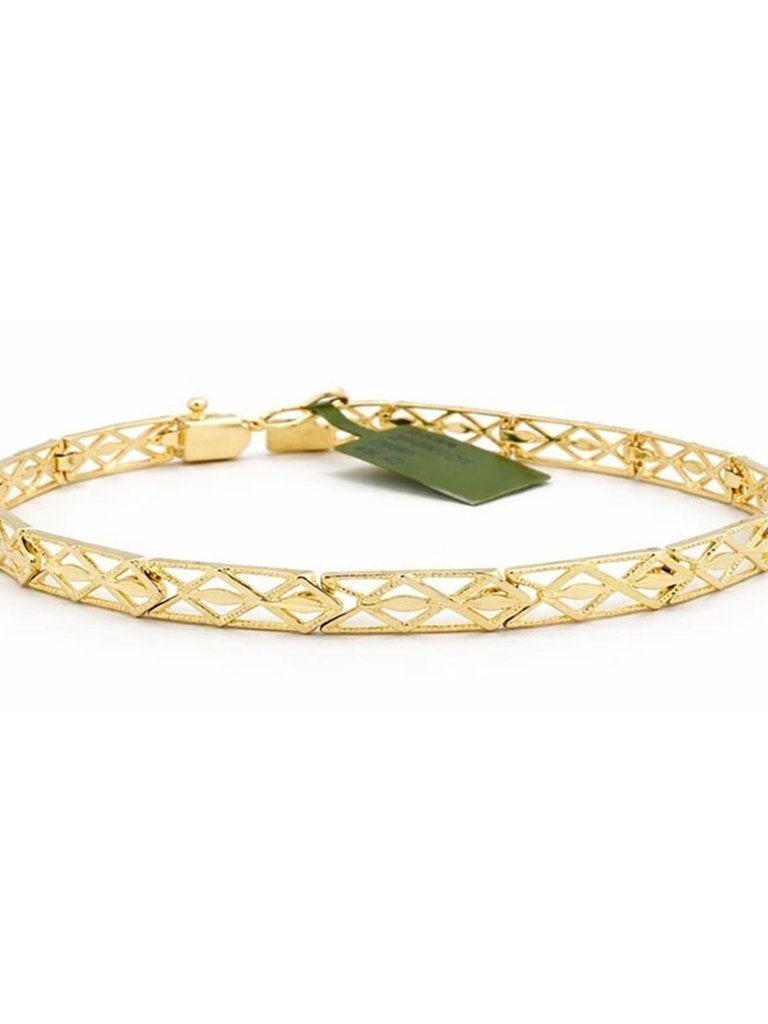 Diamond Cut Style Solid Bracelet Solid 10k Yellow Gold